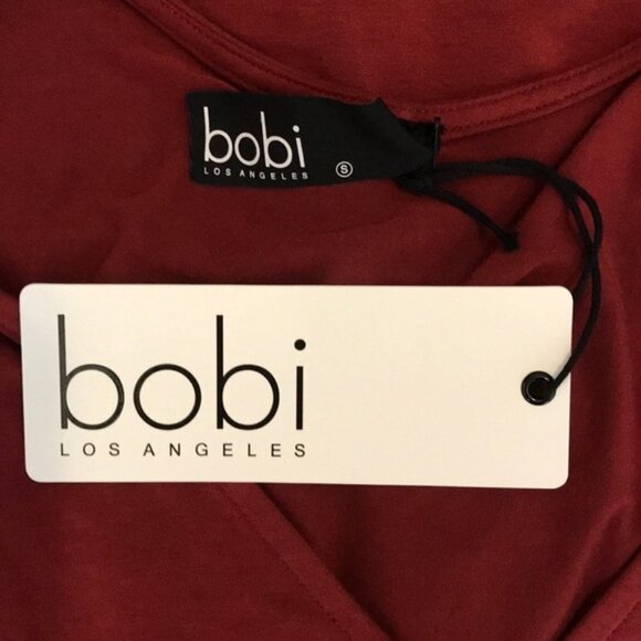 Bobi Los Angeles Cold Shoulder Top Dark Red - Picture 4 of 9